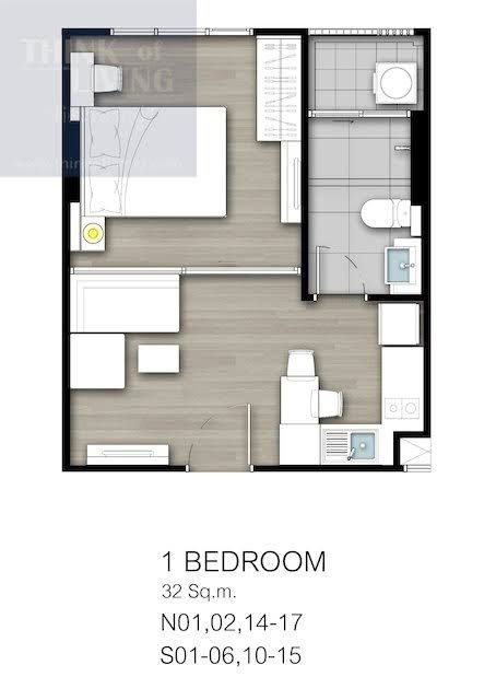 รูป (ว่างด่วน)ให้เช่าThe Hotel Serviced - 1นอน 1น้ำ 33ตรม. ชั้น21 - Line:@hac55 - รูปที่ 2/6