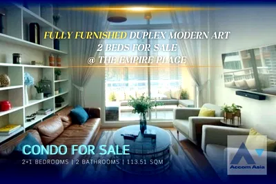 ขายคอนโด : 🔼🔽 AccomA 📩 Fully Furnished Duplex modern art 2 beds for SALE at The Empire Place (AA26881)