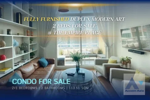 🔼🔽 AccomA 📩 Fully Furnished Duplex modern art 2 beds for SALE at The Empire Place (AA26881)
