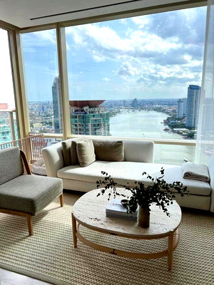 ขายคอนโด : ❖ Super Luxury ❖ ชั้น 30+ 117.00 ตร.ม. | 2 ห้องนอน 2 ห้องน้ำ | ใกล้รถไฟฟ้า BTS สะพานตากสิน 6 นาที, เอเชียทีค เดอะ ริเวอร์ฟรอนท์ 5 นาที