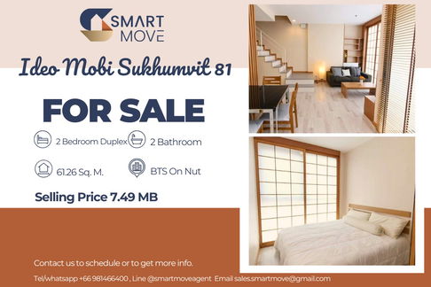 🔥 ขายพร้อมผู้เช่า !! ตกแต่งสไตล์มูจิ, ชั้นสูง 23++,🔥 Code C20250800088.......Ideo Mobi Sukhumvit 81, 2 นอน Duplex, 2 น้ำ, แต่งครบ, ราคาพิเศษ!!📣📣
