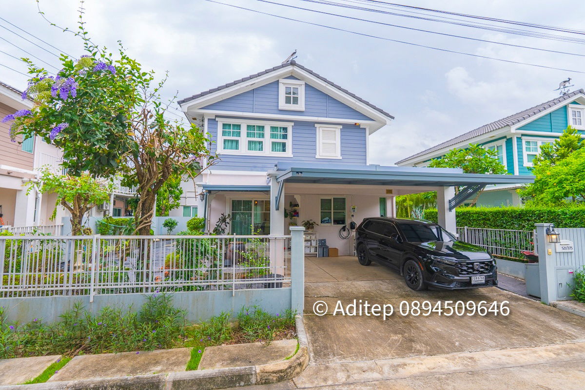 picture Single house for sale, 60 sq m, Pruklada Wongwaen-Hathai Rat, 3 bedrooms, 3 bathrooms, front of house facing the garden - 6/29