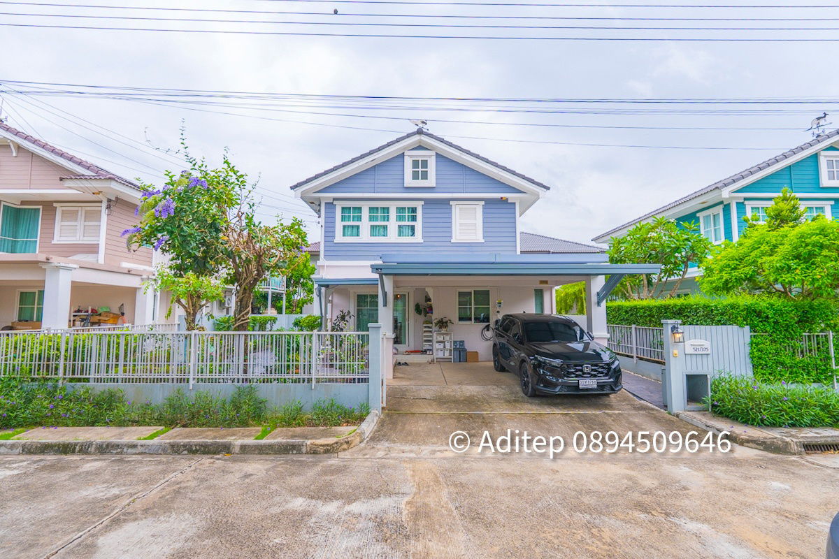 picture Single house for sale, 60 sq m, Pruklada Wongwaen-Hathai Rat, 3 bedrooms, 3 bathrooms, front of house facing the garden - 4/29
