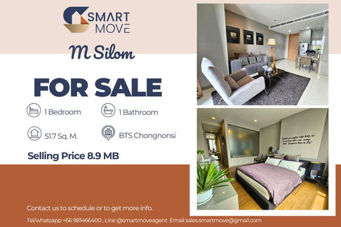🔥 For Sale !! high floor 19++, Pet friendly!!🔥Code C20230500014..........M Silom, 1 bedroom, 1 bathroom, furnished, Special Deal!!📣📣