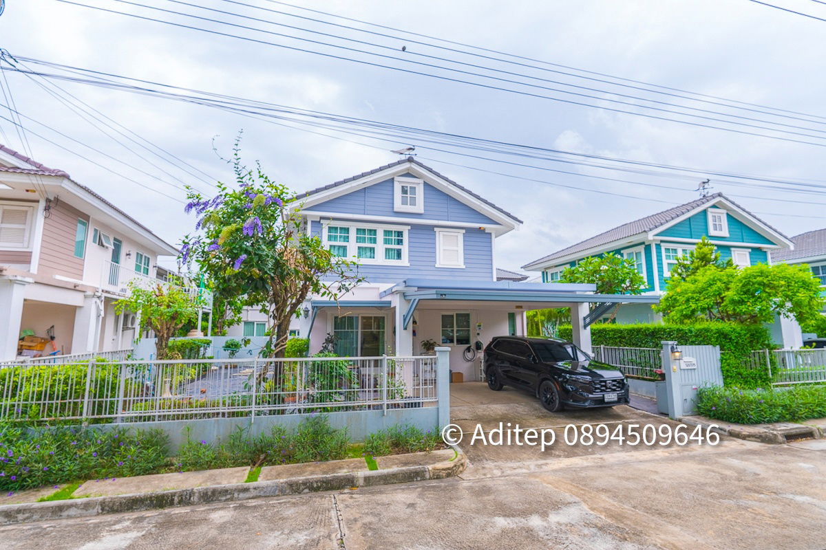 picture Single house for sale, 60 sq m, Pruklada Wongwaen-Hathai Rat, 3 bedrooms, 3 bathrooms, front of house facing the garden - 7/29