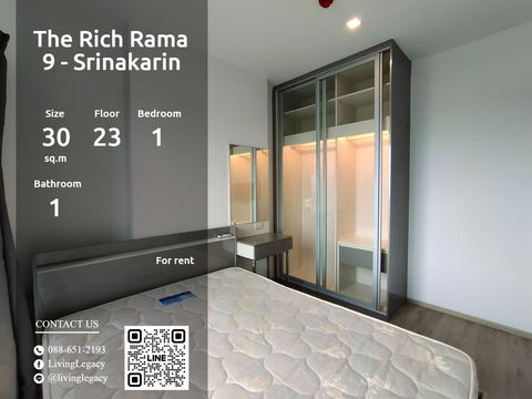 SJOTQX ให้เช่าคอนโด The Rich Rama 9 - Srinakarin 30 ตร.ม. ชั้น 23 line id : @livinglegacy