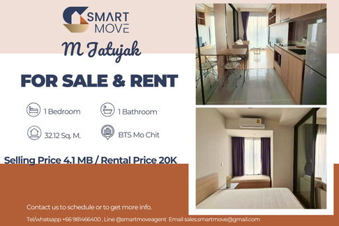 🔥 For Sale !! Pet Friendly!! high floor 11++,🔥Code C20230111852....M Jatujak, 1 bedroom, 1 bathroom, furnished, ready to move in, Special Deal!!📣📣