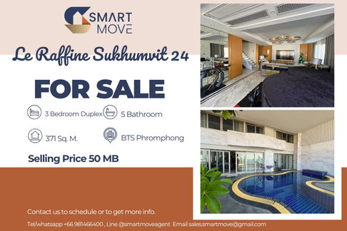  For Sale !! high floor 20++, private swimming pool!!🔥 Code C20250800091....Le Raffine Sukhumvit 24, 3 bed Duplex, 5 bath, furnished, Special Deal!!📣