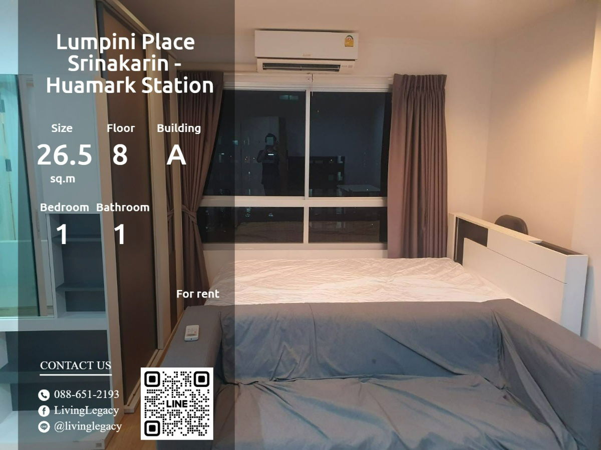 picture LU695JJ2 Condo For Rent Lumpini Place Srinakarin - Huamark Station 26.5 Sq.M. Floor 8 Building A line id : @livinglegacy - 1/5