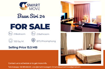 Condos for sale The Customs Department : 🔥 Sale with tenant !! high floor 21++🔥Code C20230103354..........Baan Siri 24, 2 bedroom, 2 bathroom, furnished, Special Deal!!📣📣