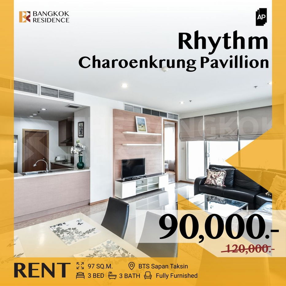 picture  RHYTHM Charoenkrung Pavillion ✨ Spacious Unit & Great Price 💖 Near BTS Saphan Taksin  - 1/19