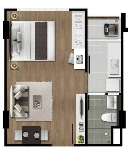 รูป POUND050925   ดีคอนโด แคมปัส รีสอร์ท ราชพฤกษ์ - จรัญ13  ▪️ ห้อง 1 Bed 30.48 ตรม ชั้น 7 ตึก C - รูปที่ 15/20