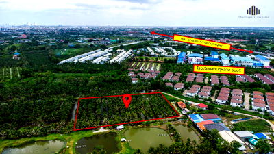 ที่ดิน กรุงเทพมหานคร : ที่ดินเปล่าถมแล้ว 4ไร่กว่า แปลงสี่เหลี่ยม ติดถนนอนามัย งามเจริญ 25 ท่าข้าม บางขุนเทียน กำลังจะมีการทำถนนใหม่!
