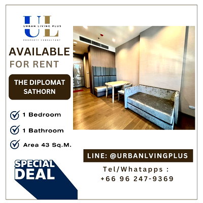 Condos for rent : ( UL2402232 ) ✨Tel/Line 096-2479369✨FOR RENT  The Diplomat Sathorn / 1 bedroom, 1 bathroom, 43 Sq.M. furnished, Never rented, Special Deal!!