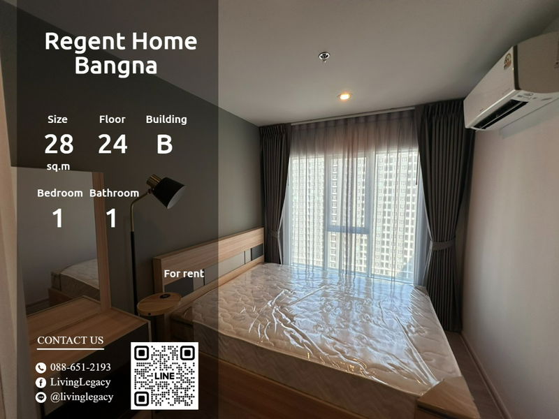 Condos for rent : SSRGC0 Condo For Rent Regent Home Bangna 28 Sq.M. Floor 24 Building B line id : @livinglegacy