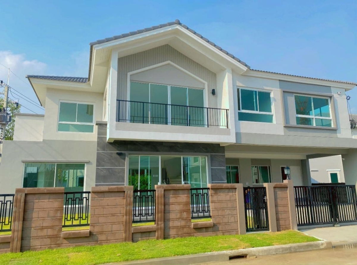 picture 𝗙𝗼𝗿 𝗥𝗲𝗻𝘁 1️⃣2️⃣.k.🔥🔥 #ReadyToMoveIn‼️ Brand new home, latest model, corner unit with garden | Prime location near Don Mueang Airport - 1/9