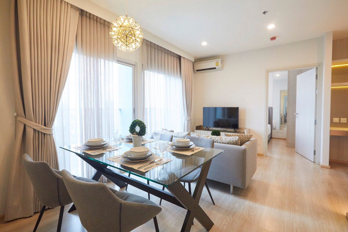 picture Noble Revolve Ratchada, Type 2 bed 2 bath. 16th FL., Rent 35K Fully Furnished - 3/8