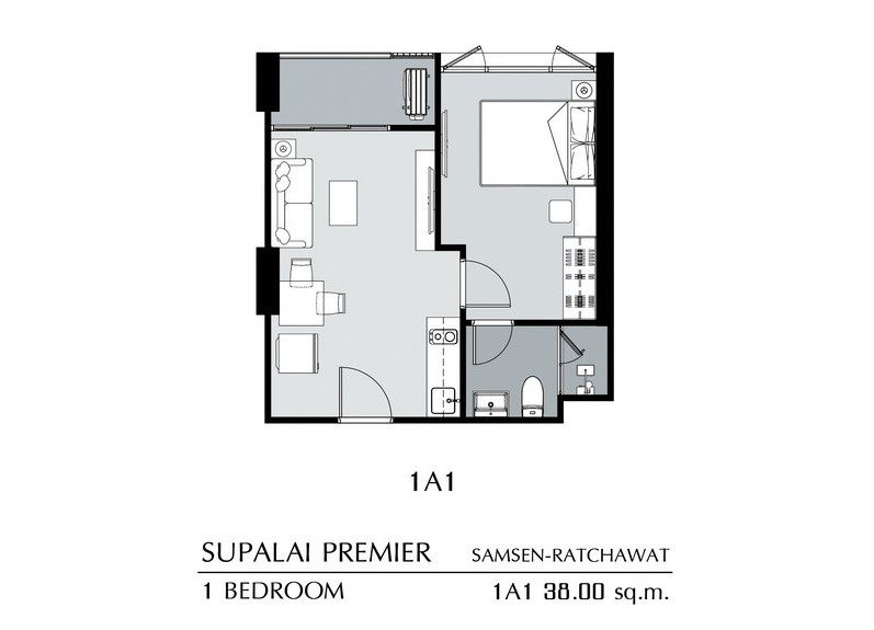 รูป 🔥ขายด่วน ตำแหน่งหายาก🔥Supalai Premier สามเสน-ราชวัตร 1ห้องนอน 38sqm ชั้น14 ห้องเปล่า สภาพใหม่มาก ทำเลดีใกล้ตลาดราชวัตร/กรมสรรพสามิต - รูปที่ 7/35