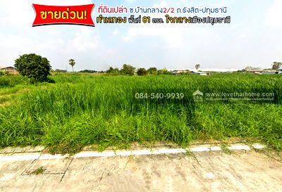 ที่ดิน สำนักงานปศุสัตว์จังหวัดปทุมธานี : ขายด่วน! ที่ดินเปล่า ถนนรังสิต-ปทุมธานี ซอยบ้านกลาง2/2 พื้นที่ 81 ตรว.
