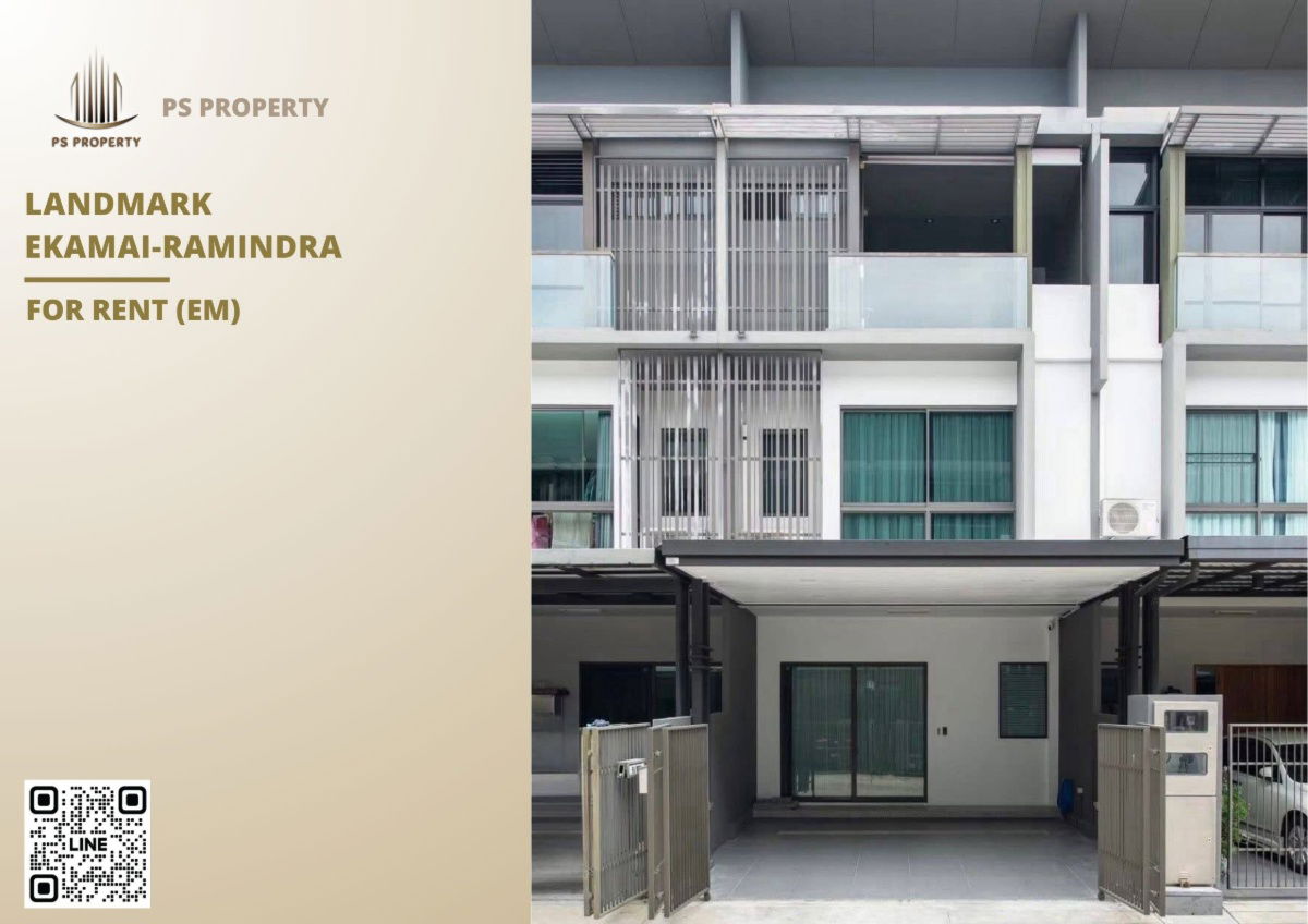 รูป ทาวน์เฮ้าส์ให้เช่า ✨ Landmark Ekamai-Ramindra ✨ 3 ห้องนอน 4 ห้องน้ำ เฟอร์นิเจอร์ และ เครื่องใช้ไฟฟ้าครบ  - รูปที่ 1/11