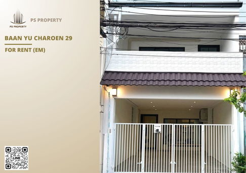 Townhouse for rent 📍 Baan Yu Charoen 29 📍 3 bedrooms, 2 bathrooms, fully furnished and equipped with appliances