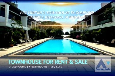 เช่าทาวน์โฮม ถนนพระราม 4 : 🔼🔽 AccomA 📩 3-storey townhouse in calm alley of Phra Khanong (AA40286)