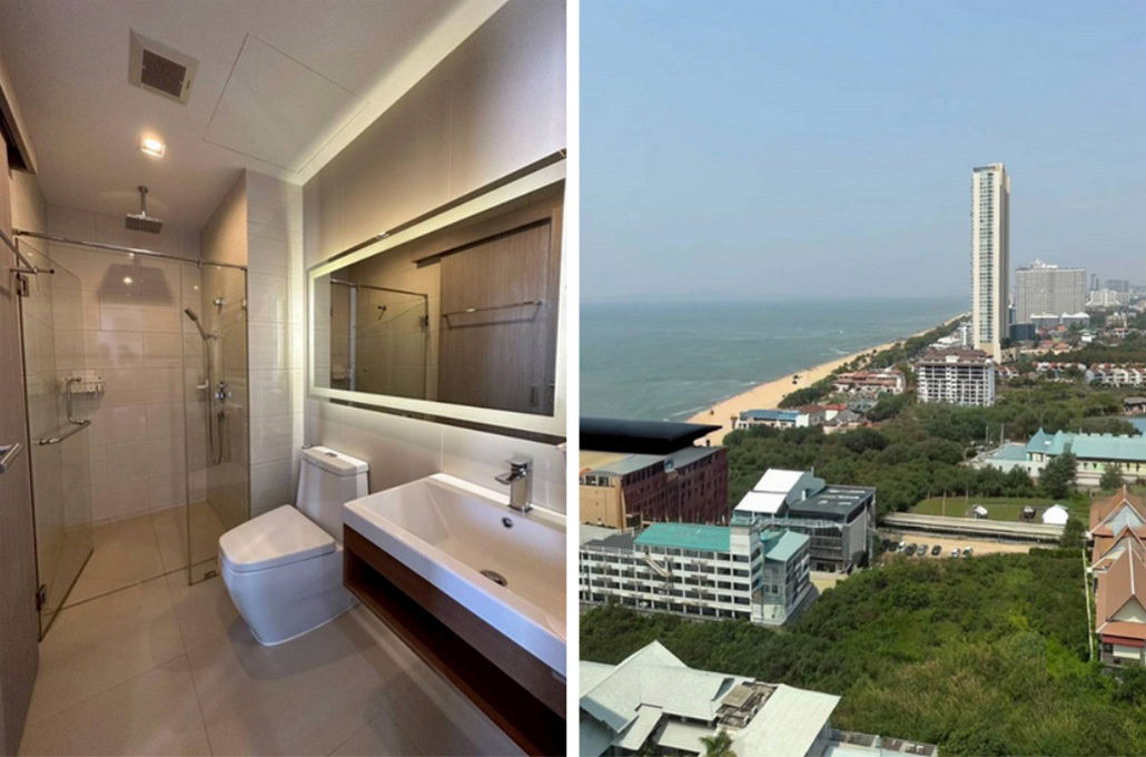 รูป Call : 063-192-8465 Aeras Beachfront Condo Jomtien Pattaya ติดหาดจอมเทียน ห้องมุม 48 ตารางเมตร 2 ห้องนอนใหญ่ วิวทะเล ตกแต่งครบ - รูปที่ 9/14
