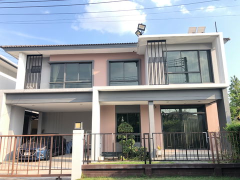 For Sale: Fully furnished 4-bed, 4-bath single house at The Grand Rama 2 with 2 parking spaces. Ready to move in.