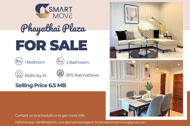 ขายคอนโด : 🔥 สำหรับขาย !! ชั้นสูง 20++,🔥Code C20240600060........Phayathai Plaza, 1 ห้องนอน, 2 ห้องน้ำ, แต่งครบ, ราคาพิเศษ!!📣📣