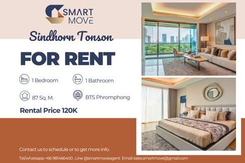 🔥 สำหรับเช่า !! ห้องหายาก !!🔥 Code C20230500028..........Sindhorn Tonson, 1 ห้องนอน, 1 ห้องน้ำ, แต่งครบ, พร้อมเข้าอยู่, ราคาพิเศษ !!📣📣