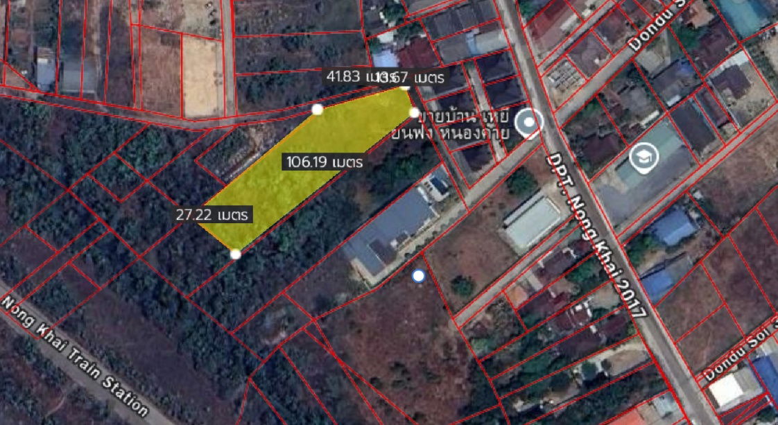 รูป ขายที่ดินติดทางรถไฟความเร็วสูงและถนนเลี่ยงเมืองตัดใหม่ อ.เมือง จ.หนองคาย เนื้อที่ 2 ไร่ 1 งาน 61.5 ต.ร.ว. ราคาไร่ละ 5,000,000 บาท - รูปที่ 2/8