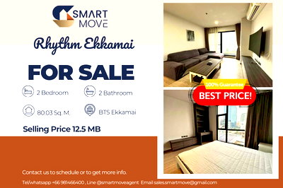 Condos for sale BTS Thong Lo (Thong Lor) : 🔥 For Sale !! Closed kitchen🔥 Code C20250700013..........Rhythm Ekkamai, 2 bedroom, 2 bathroom, high floor, furnished, Special Deal!!📣📣