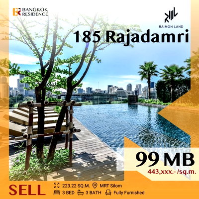 ขายคอนโด : 💎Rare coner unit💎, 3 bedrooms facing sport club view! 185 Rajadamri Near BTS Ratchadamri 