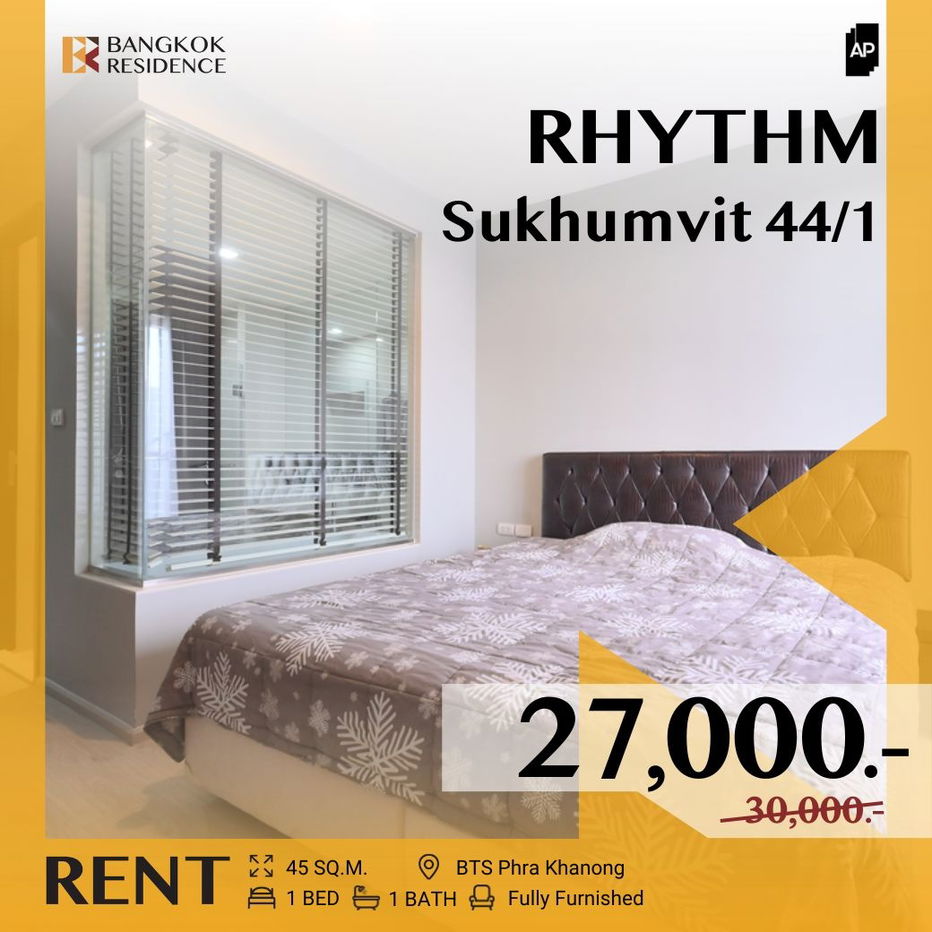 รูป  Rhythm Sukhumvit 44/1 ✨ ห้องสวย & คลีน พร้อมวิวโล่ง ไม่บล็อค 💫 ใกล้ BTS พระโขนง  - รูปที่ 1/12
