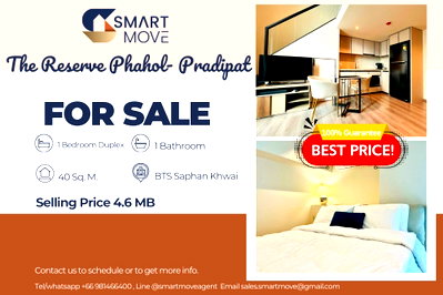 ขายคอนโด : 🔥 สำหรับขาย !! ชั้นสูง!!🔥 Code C20230206680..........The Reserve Phahol- Pradipat, 1 ห้องนอน Duplex, 1 ห้องน้ำ, แต่งครบ, ราคาพิเศษ!!📣📣