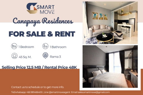 For Sale ! Wide balcony, high floor16+, rare item!🔥 Code C20221204152...Canapaya Residences, 1 bed, 1 bath, furnished, modern style, Special Deal!!