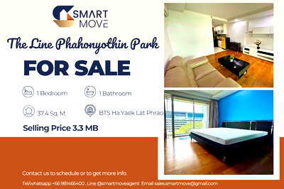 Condos for sale Ratchadaphisek Road :  For Sale !! prime area, North facing, garden view!!🔥 Code C20250900008......The Line Phahonyothin Park, 1 bed, 1 bath, furnished, Special Deal!!📣