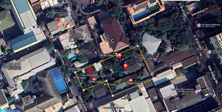 รูป 🏙️ ขายที่ดินสาทร ซอย 4 | CBD กรุงเทพ | ผังสีแดง 511 ตร.วา - รูปที่ 1/7