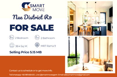 Condos for sale Kunnatee Rutharam Wittayakhom School : Selling down payment ! Rare item, high floor 33+, East Facing!🔥 Code C20250900015..Nue District R9, 2 bed, 1 bath, Partly Furnished, Special Deal!!📣