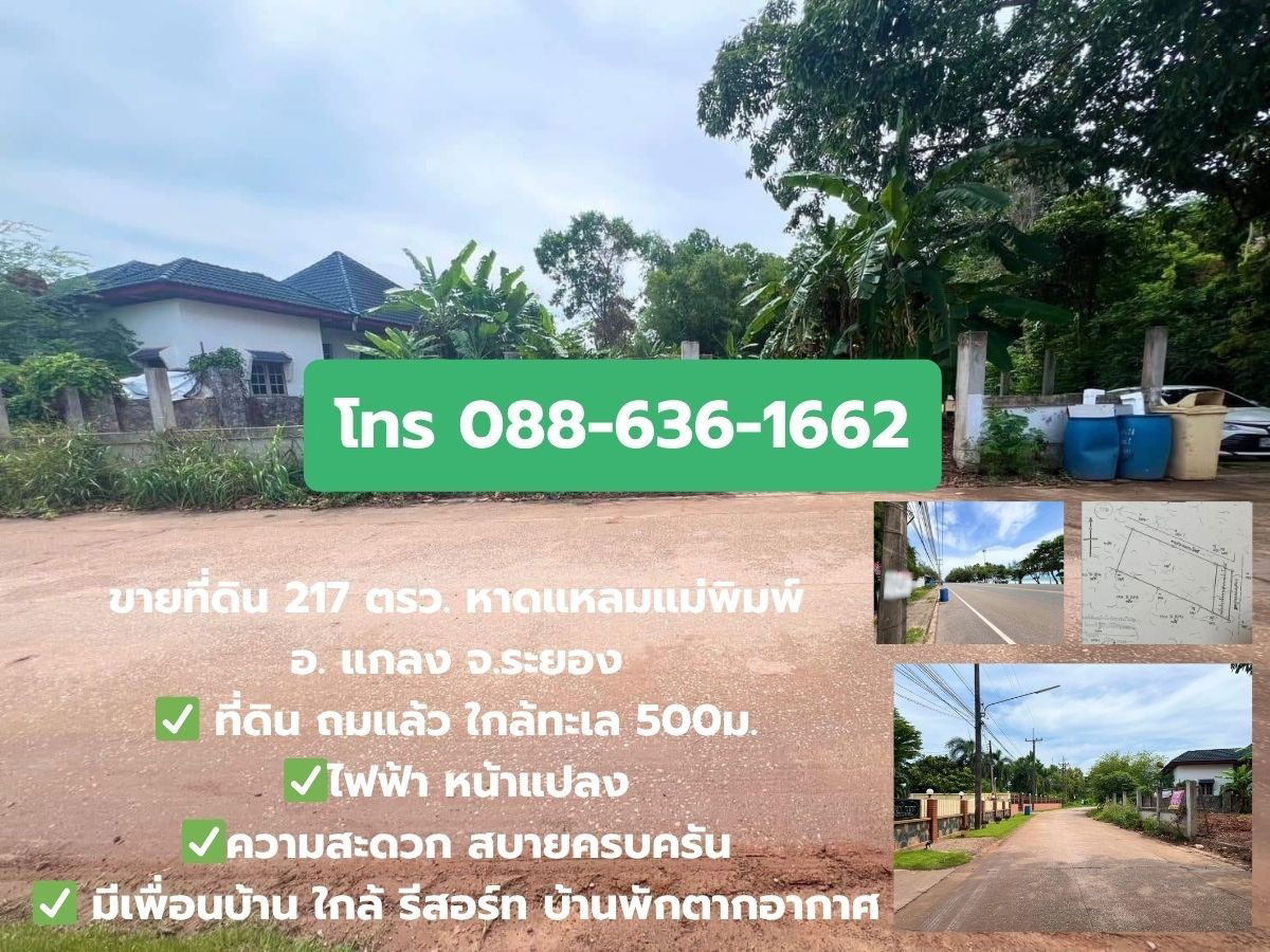 รูป ที่ดิน ไม่เปลี่ยว - ไม่เหงา มีเพื่อนบ้าน ใกล้ทะเล 500ม. แกลง ระยอง หาดแหลมแม่พิมพ์ ที่ดินถมแล้ว แปลงมุม ความสะดวกครบครัน - รูปที่ 2/11