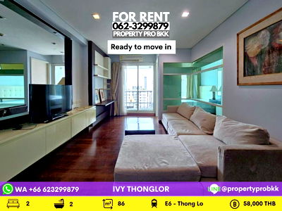 Condos for rent BTS Thong Lo (Thong Lor) : 🌟 Contemporary Living in Thonglor – Spacious 2-Bedroom with Unblocked City View 🌟