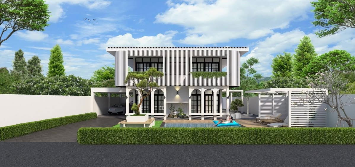 picture Single house with swimming pool & private garden, newly renovated, ready to move in, area 100 sq m. - 1/10
