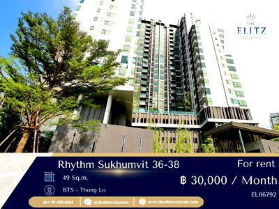 คอนโดให้เช่า : ✨ ห้องแต่งครบ ฟีลหรู ย่านทองหล่อ Rhythm Sukhumvit 36–38 ✔