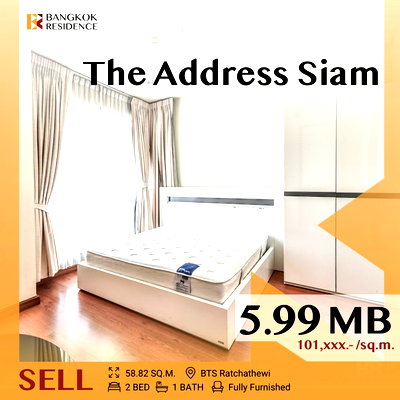 ขายคอนโด : 🩵Fully Built-in Spacious Unit,🩵The Address Siam near BTS Ratchathewi 