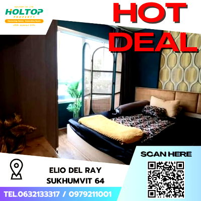 เช่าคอนโด ม.กรุงเทพ กล้วยน้ำไท : #S4510 ให้เช่า Elio Del Ray Sukhumvit 64