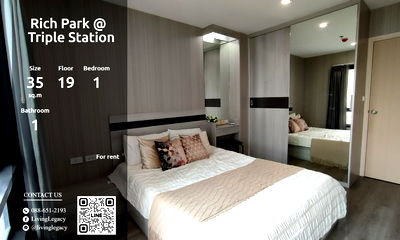 คอนโดให้เช่า : SJUONR ให้เช่าคอนโด Rich Park @ Triple Station 35 ตร.ม. ชั้น 19 line id : @livinglegacy
