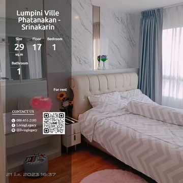 SFESOA ให้เช่าคอนโด Lumpini Ville Phatanakan - Srinakarin 29 ตร.ม. ชั้น 17 line id : @livinglegacy