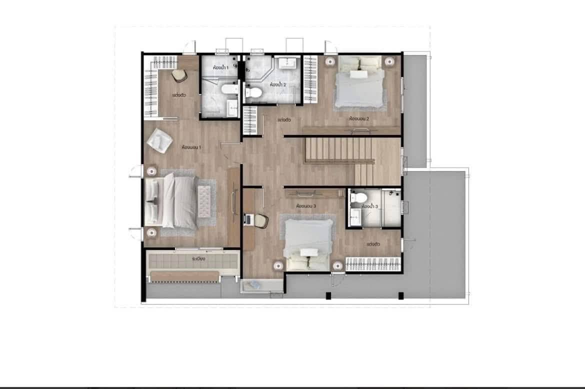 picture Two-story detached house for rent, corner unit, Saransiri Village, Rangsit - 23/23