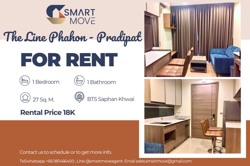 picture For Rent !! high floor 31++, Good location, great facility!!🔥 Code C20240700083..The Line Phahon-Pradipat, 1 bed, 1 bath, furnished, ready to move in - 1/9