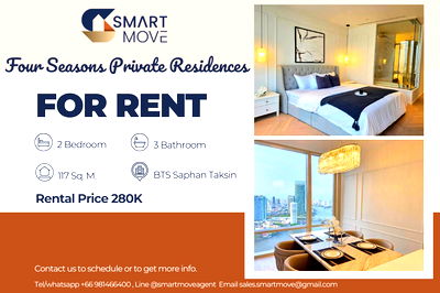 Condos for rent Shrewsbury International School : Rent ! high floor31+, River View, luxurious!🔥 Code C20250200063...Four Seasons Private Residences, 2 bed, 3 bath, furnished, ready to move in